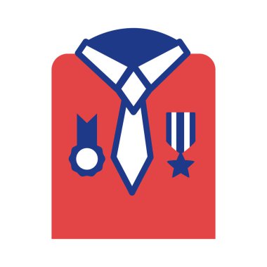 Askeri gömlek ve madalyalar siluet tarzı simge