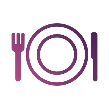 Çatal ve bıçak çizgisi ayrık biçim simgesine sahip tabak