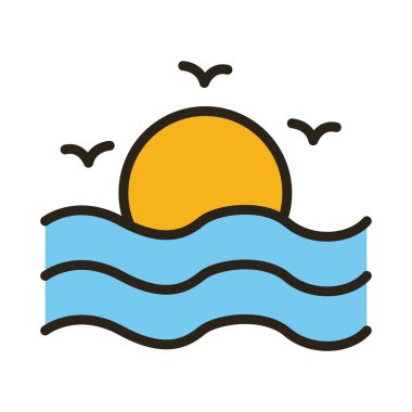 Martılar güneş deniz hayvanlarıyla uçuyor ve stil simgesini dolduruyorlar