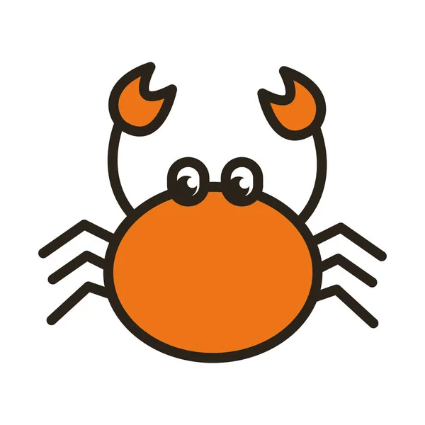 Crabe ligne animale marine et icône de style de remplissage — Image vectorielle