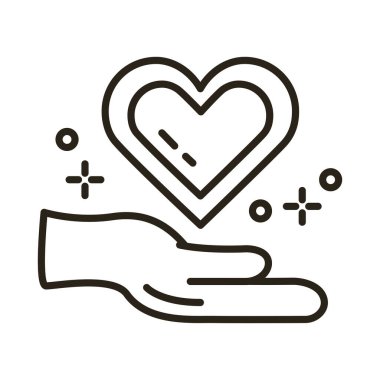 Mutlu sevgililer günü kalp çizgisi tarzı el kaldırma.