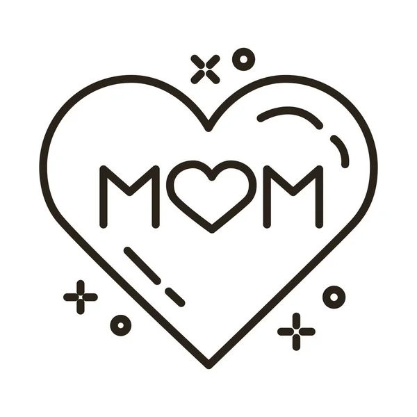 Fête des mères coeur sceau ligne de timbre style icône — Image vectorielle