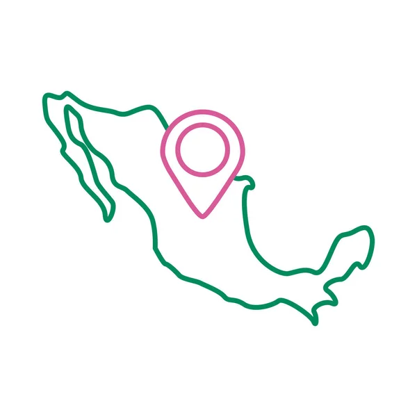 Mexico map lijn stijl pictogram — Stockvector