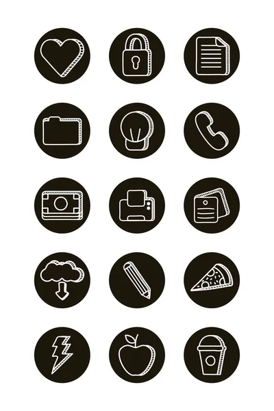 Bundel van doodle set iconen — Stockvector