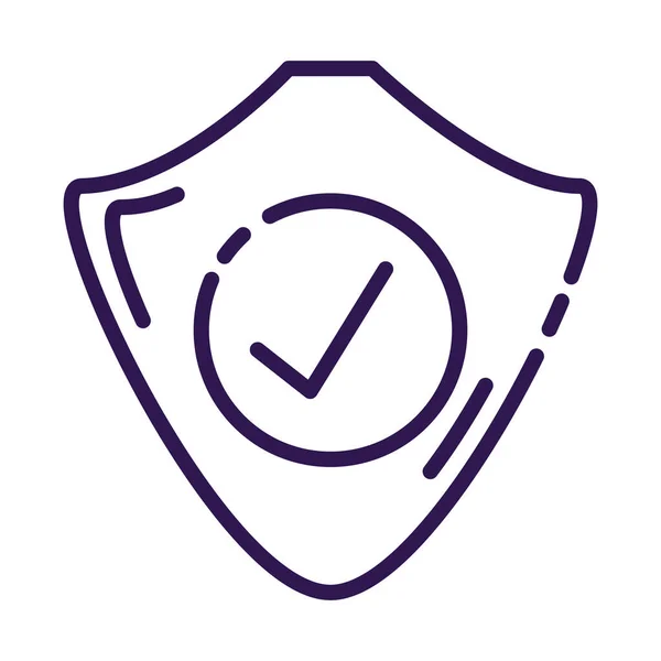 Escudo de seguridad con el símbolo de verificación icono de estilo de línea — Archivo Imágenes Vectoriales