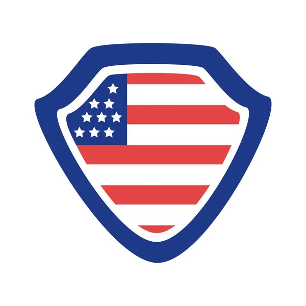 Schild met Verenigde Staten van Amerika vlag silhouet stijl — Stockvector