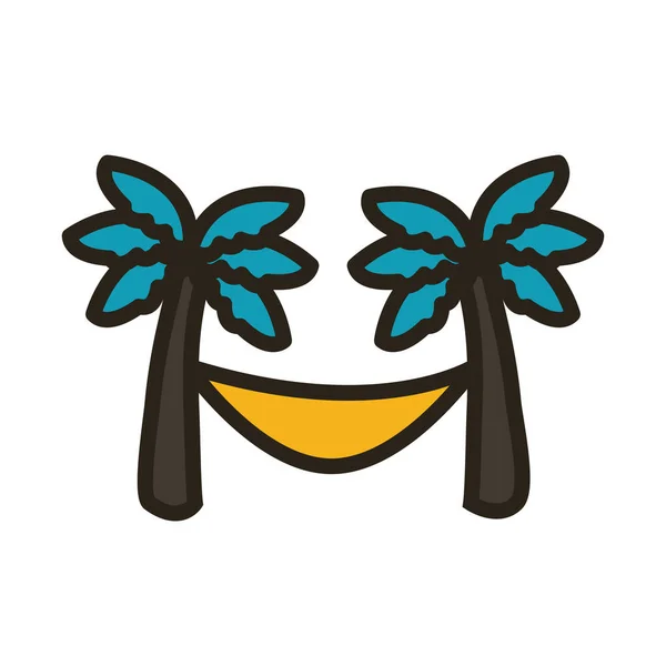 Strom palmy letní řádek a výplň styl ikony — Stockový vektor