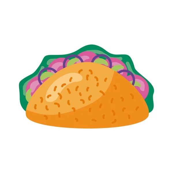 Deliziosa icona stile tacos messicano detaild — Vettoriale Stock