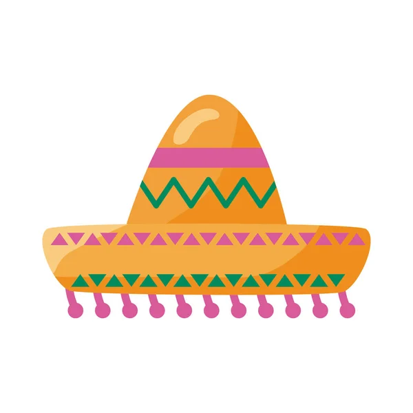Παραδοσιακό μεξικάνικο καπέλο λεπτομέρεια στυλ εικονίδιο — Διανυσματικό Αρχείο