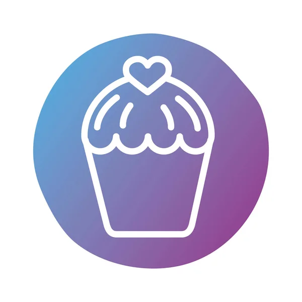 Ευτυχισμένη ημέρα του Αγίου Βαλεντίνου cupcake με στυλ μπλοκ καρδιά — Διανυσματικό Αρχείο