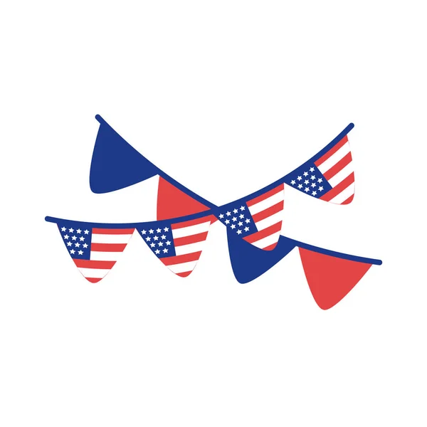 Γιρλάντες με Ηνωμένες Πολιτείες της Αμερικής σημαία σιλουέτα στυλ — Διανυσματικό Αρχείο