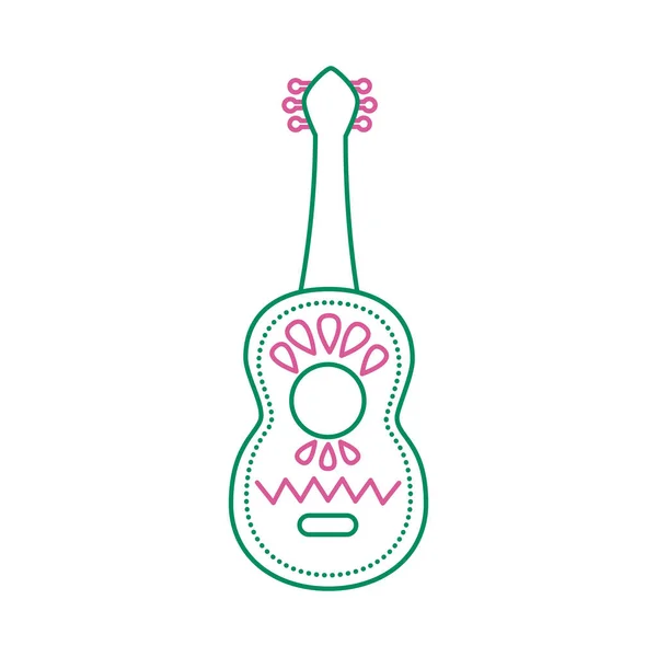 Ícone de estilo tradicional linha de guitarra mexicana — Vetor de Stock