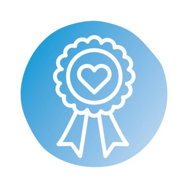 Kalp bloğu tarzında mutlu sevgililer günü madalyası