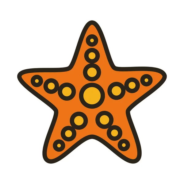 Estrela do mar linha animal e ícone de estilo de preenchimento —  Vetores de Stock