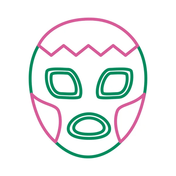 Mexikói maszk harci vonal stílus ikon — Stock Vector