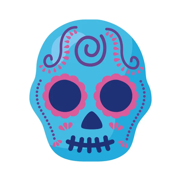 伝統的なメキシコの頭蓋骨の頭部の詳細スタイル — ストックベクタ