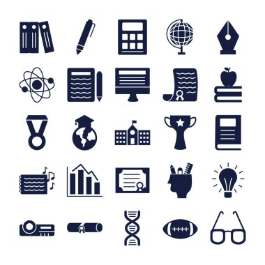 okul siluet biçimi simgeleri demeti