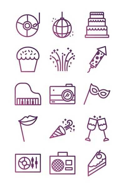 Paquete de iconos de conjunto de partido — Vector de stock