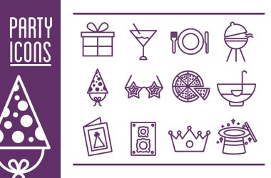 Bir sürü parti simgesi ve harf