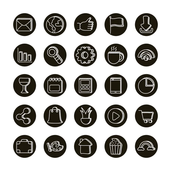 Bundel van doodle set iconen — Stockvector