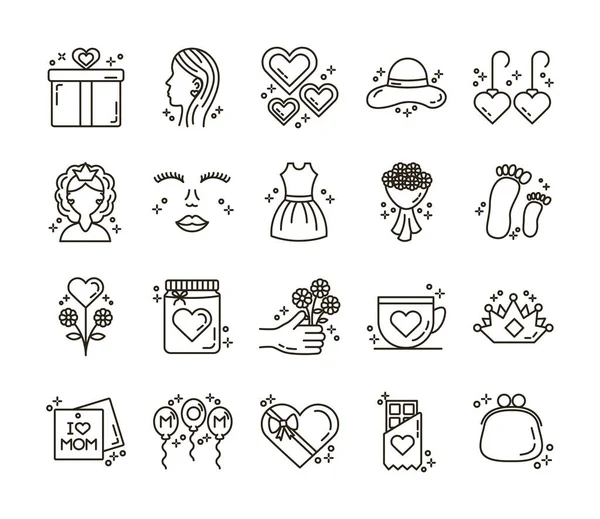 Paquet d'icônes de la fête des mères — Image vectorielle