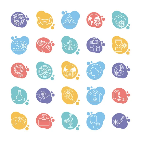 Bundle of covid19 set icons — Stock Vector