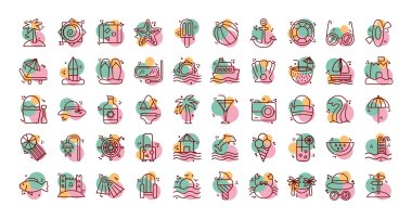 Plaj çizgileri ve renk simgeleri demeti