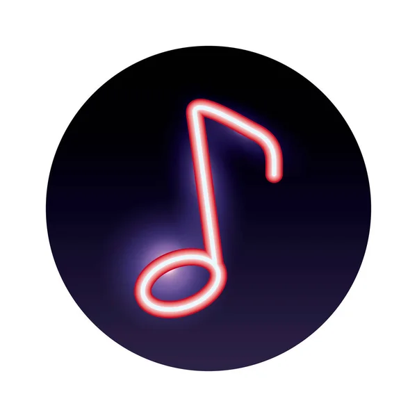 Musik Note Neonlicht-Ikone — Stockvektor