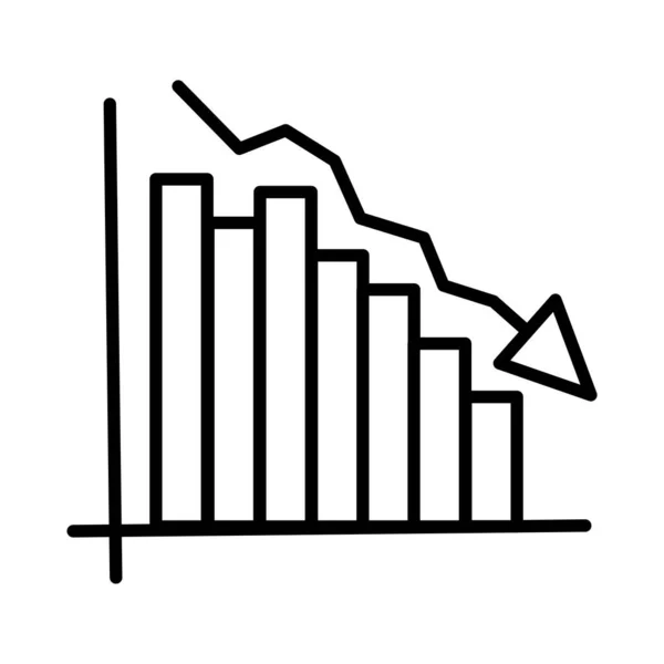 Barras estadísticas con flecha hacia abajo icono de estilo de línea — Archivo Imágenes Vectoriales