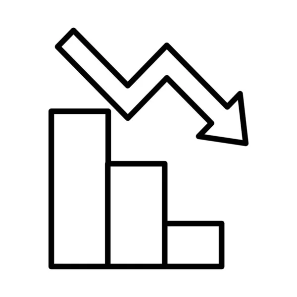 Statistiken Balken mit Pfeil nach unten Stil-Symbol — Stockvektor