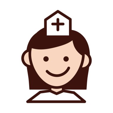 hemşire kadın profesyonel çizgi ve dolgu stili