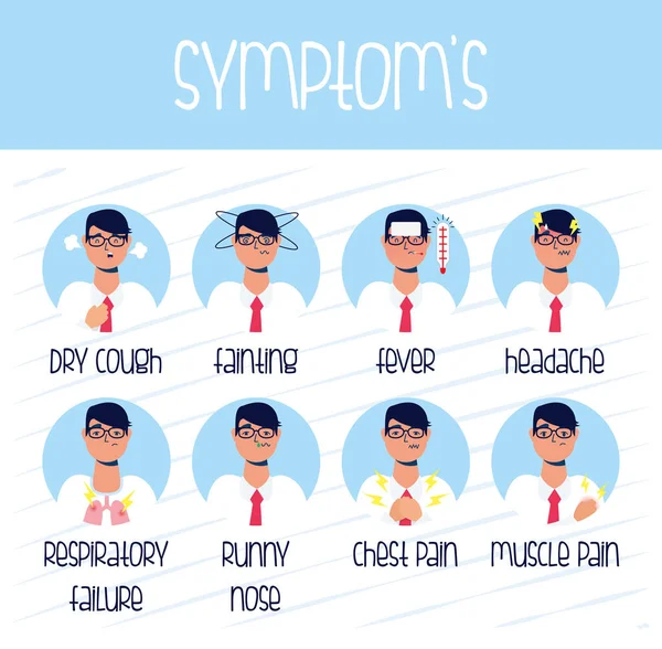 Covide 19 symptômes de la maladie icône — Image vectorielle