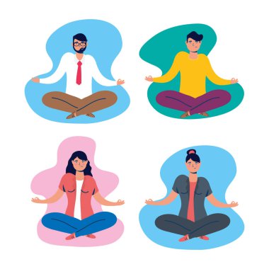 Nilüfer pozisyonunda yoga yapan bir grup insan