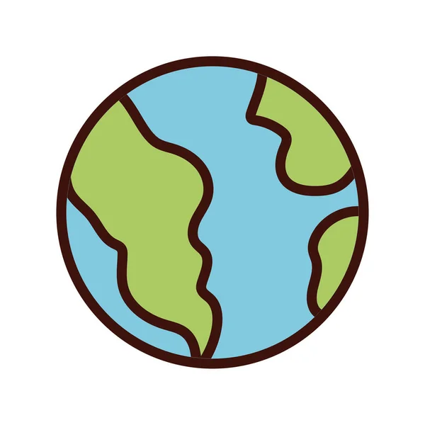 世界の惑星地球の線と塗りつぶしスタイルのアイコン — ストックベクタ