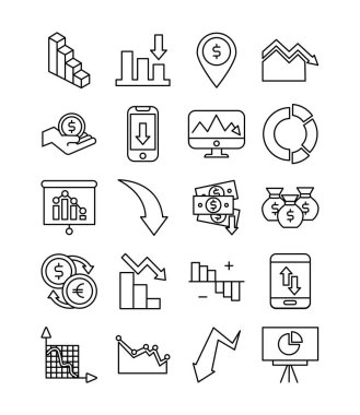 Pazar çökme simgeleri demeti