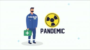 Covid19 parçacıkları ve uyarı sinyalleri olan doktor