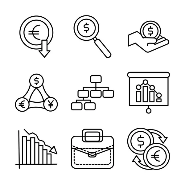 Bundle of market crash set icons — Stock Vector