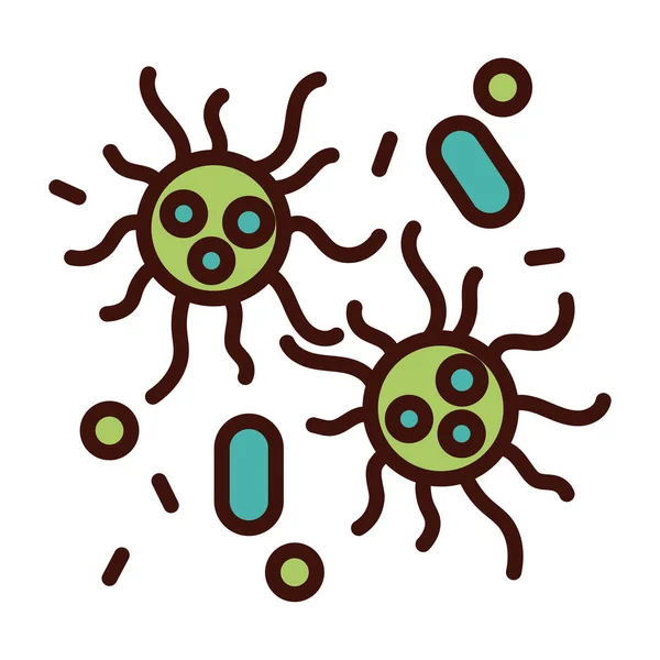 Línea de partículas de virus covid19 y estilo de llenado — Archivo Imágenes Vectoriales