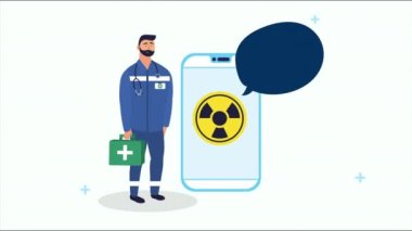 Akıllı telefon ve uyarı sinyali olan doktor.