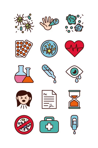 Bundle of covid19 set icons — Stock Vector