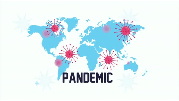Earth planet with covid19 particles pandemic — Stock Video