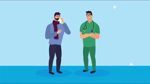 Doctor with patient characters animation — Stock Video