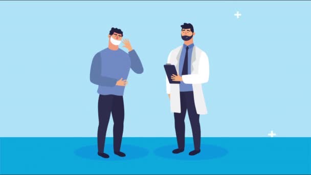 Doctor with patient characters animation — Stock Video