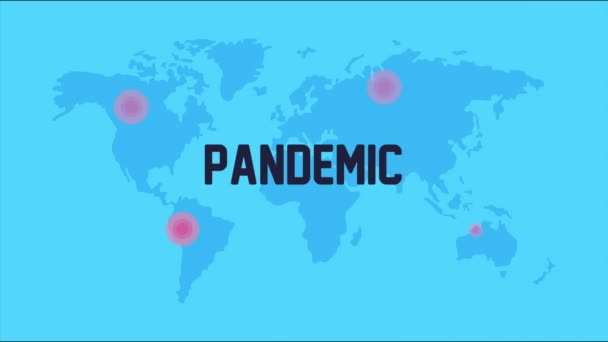 Планета Земля с covid19 анимацией частиц — стоковое видео