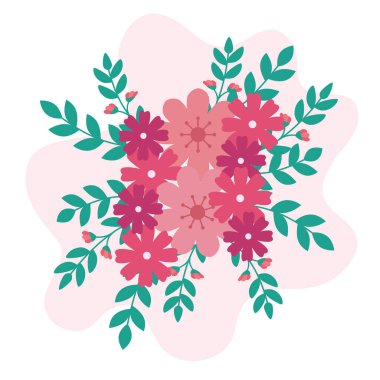 Dalları ve yaprakları olan güzel bir çiçek süslemesi.