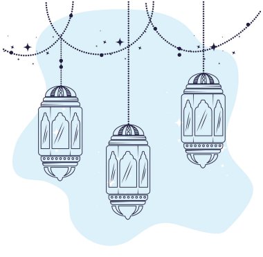 Ramazan Kareem posterinde fenerler asılı.