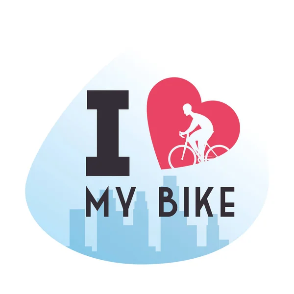 Affisch med jag älskar min cykel tecken — Stock vektor