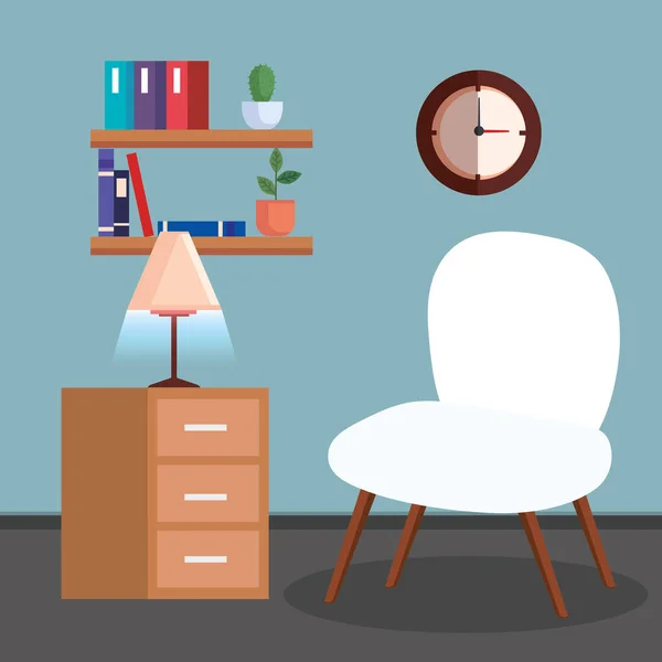 Obývací pokoj domácí místo s židlí — Stockový vektor