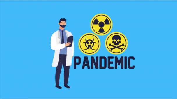 Médecin avec signes de prudence pandémique — Video