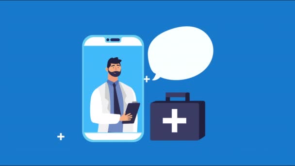 Γιατρός σε smartphone ιατρική εφαρμογή — Αρχείο Βίντεο